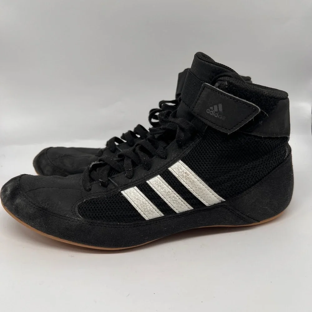 Adidas HVC 2 Wrestling Shoes Mens 8.5 Black White Gum AQ3325 High Top Boxing